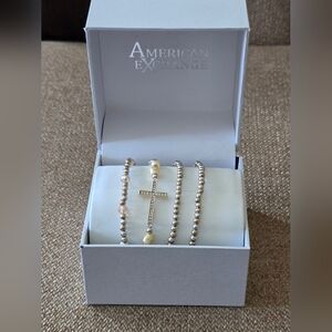 American Exchange Gold and Silver Beaded Bracelet Set Women New